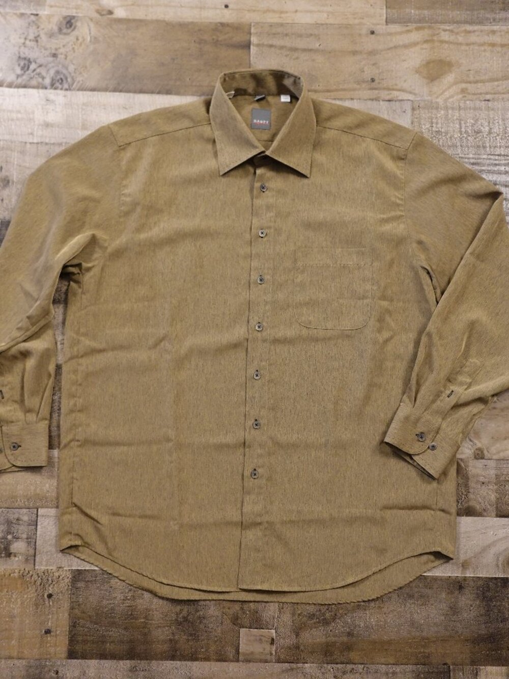 HAUPT Microfiber Dress Shirt Men’s 44 XL Brown Button Front Long Sleeve Germany